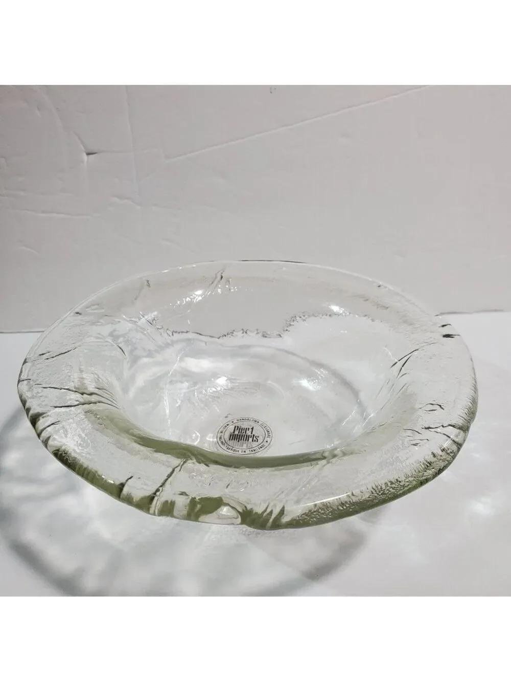 Pier1 Imports Handblown Glassware floral embossed cabbage leaf bowl